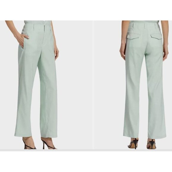Rag & Bone Dylan Cropped Linen Wide Leg Pant Mint Green Size 8 Casual Business - Picture 12 of 13
